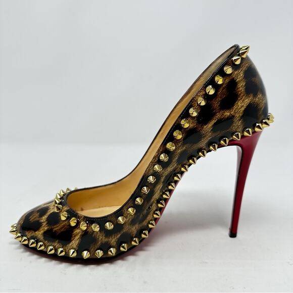 Christian Louboutin Dorispiky Leopard Spike Patent Pumps Size 37.5 - Picture 8 of 13